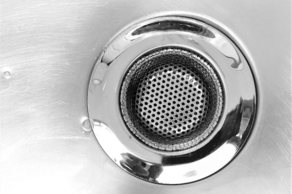 Close-up of a clean sink drain